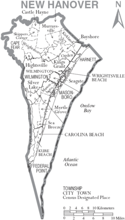 Archivo:Map of New Hanover County North Carolina With Municipal and Township Labels