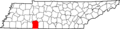 Map of Tennessee highlighting Wayne County