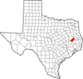 Map of Texas highlighting Trinity County