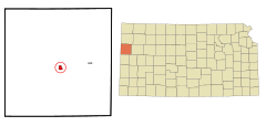 Wallace County Kansas Incorporated and Unincorporated areas Sharon Springs Highlighted.svg