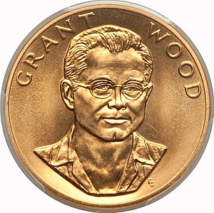 Archivo:1980 Grant Wood One-Ounce Gold Medal (obv)