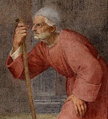 Andrea del sarto, Devozione dei fiorentini alle reliquie di san Filippo, 1510, 08 vecchio, ritratto di andrea della robbia - dett.jpg