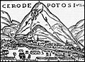 Cerro de Potosí. Grabado en madera, del libro Crónica del Perú, 1552, de Pedro Cieza de León