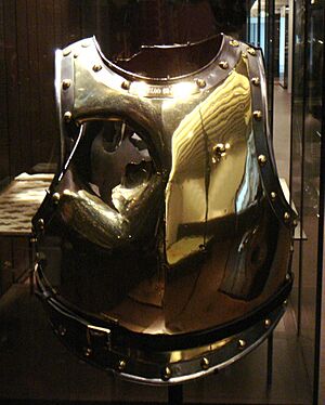 Archivo:Cuirass holed by a canonball at Waterloo Antoine Fauveau 18Juin 1815