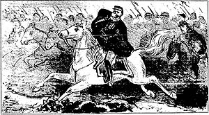 Archivo:Episódio do dia 11 de Dezembro de 1868. O bravo general Ozorio apezar de ferido no maxillar inferior esquerdo por uma bala de fuzil continúa a frente de sua cavalleria na perseguição dos paraguayos fugitivos