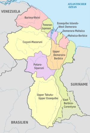 Archivo:Guyana, administrative divisions - de - colored