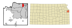Johnson County Kansas Incorporated and Unincorporated areas Merriam Highlighted.svg