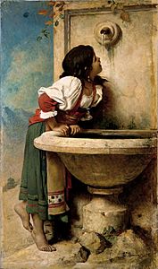 Léon Bonnat - Fille romaine à la fontaine
