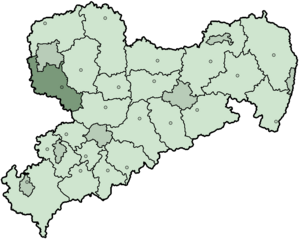 Lage des Landkreises Leipziger Land in Sachsen