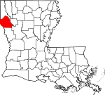 Mapa de Luisiana con la ubicación del Parish De Soto