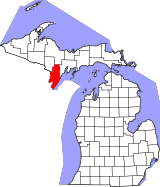 Map of Michigan highlighting Menominee County.svg