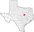 Map of Texas highlighting McLennan County