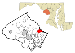 Montgomery County Maryland Incorporated and Unincorporated areas Ashton-Sandy Spring Highlighted.svg
