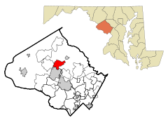 Montgomery County Maryland Incorporated and Unincorporated areas Montgomery Village Highlighted.svg