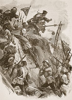 Archivo:Opium Wars, storming of the Taku Forts by British troops, 1860