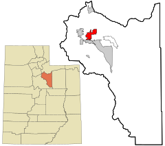 Wasatch County Utah incorporated and unincorporated areas Heber highlighted.svg
