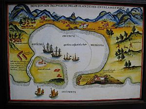 Archivo:1626年荷蘭人大員港口圖(18世紀西班牙重繪)