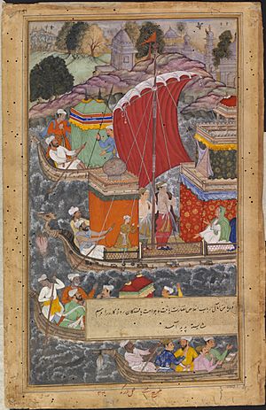 Archivo:Akbar's mother travels by boat to Agra