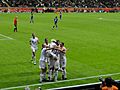 Jogadoras dos Estados Unidos comemoram gol (DSC01163)