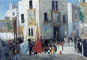 Archivo:Jose Maria Sobejano - Entrada de los Reyes Catolicos en Murcia 1876