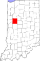 Map of Indiana highlighting Tippecanoe County