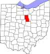 Mapa de Ohio con la ubicación del condado de Richland