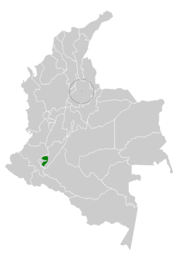 Distribución geográfica del churrín del Alto Magdalena.