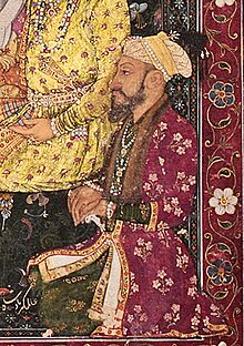 Aurangzeb, in The Rulers of the Mughal Dynasty from Babur to Awrangzeb, with their Ancestor Timur MSS 874, India, circa 1707–12. Khalili Collection.jpg
