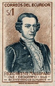 Bicentenario 2 Pedro Vicente Maldonado sello postal Riobamba