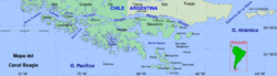 Localización de la isla Freycinet en la región austral del archipiélago de Tierra del Fuego