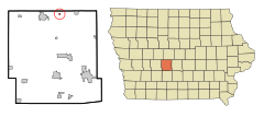 Dallas County Iowa Incorporated and Unincorporated areas Bouton Highlighted.svg
