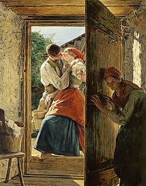 Archivo:Ferdinand Georg Waldmüller - amoureux surpris (le baiser)