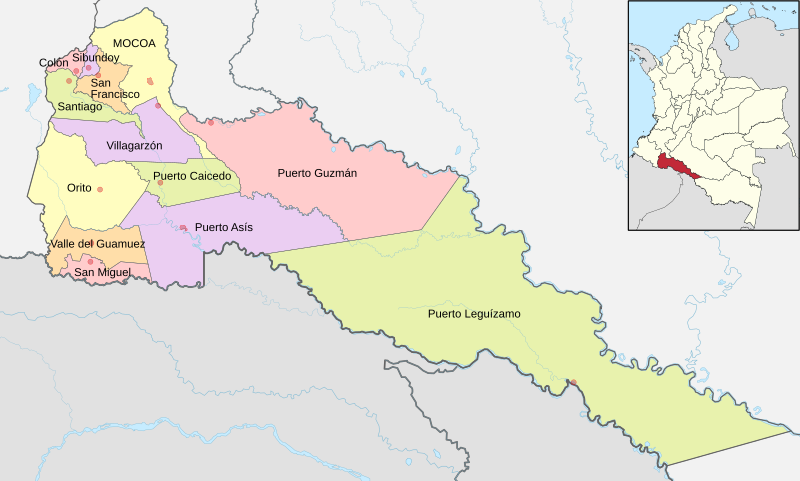 Mapa de Putumayo (político)