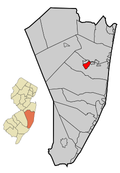 Ocean County New Jersey Incorporated and Unincorporated areas Beachwood Highlighted.svg