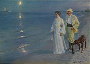Archivo:P S Krøyer 1899 - Sommeraften ved Skagens strand. Kunstneren og hans hustru