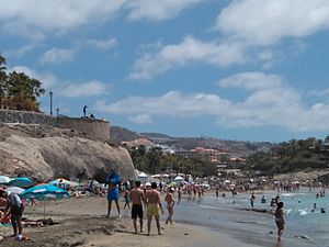 Archivo:Playa El Duque, Adeje con monumento