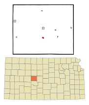 Rush County Kansas Incorporated and Unincorporated areas Rush Center Highlighted.svg