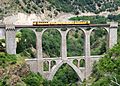 Viaduc sejourne , train jaune, fontpedrouse