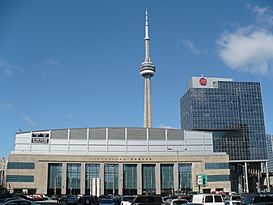 Air Canada Centre and CN Tower from Bay St.jpg