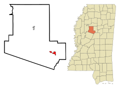 Carroll County Mississippi Incorporated and Unincorporated areas Vaiden Highlighted.svg