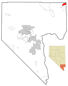 Clark County Nevada Incorporated and Unincorporated areas Mesquite Highlighted.svg