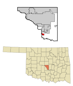 Cleveland County, Oklahoma Incorporated and Unincorporated areas highlighting Lexington.svg