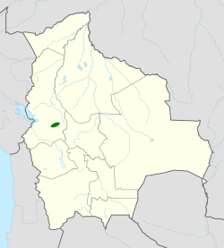 Distribución geográfica del curutié boliviano.