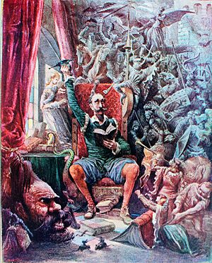 Archivo:Don Quijote, Luis Tasso, (1894?) "LLenósele la fantasía de todo aquello que leía en los libros..." (5789891866)