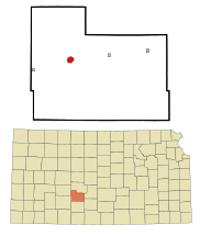 Edwards County Kansas Incorporated and Unincorporated areas Kinsley Highlighted.svg