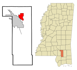 Forrest County Mississippi Incorporated and Unincorporated areas Petal Highlighted.svg
