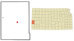 Hamilton County Kansas Incorporated and Unincorporated areas Syracuse Highlighted.svg