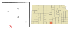 Harper County Kansas Incorporated and Unincorporated areas Waldron Highlighted.svg