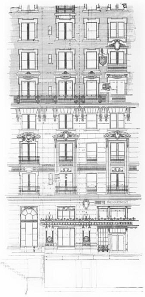 Archivo:Hotel Martinique (New York City), lower part, 32nd Street elevation
