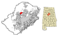 Jefferson County Alabama Incorporated and Unincorporated areas Brookside Highlighted